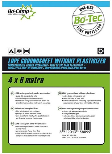 Bo-Camp Groundsheet - LDPE - Transparant - 4x6 m