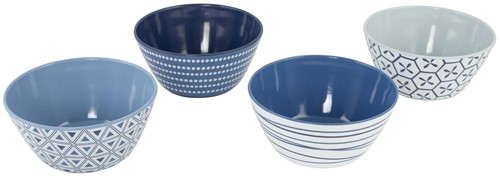 Bo-Camp Tableware - Mix & Match - 16 Pieces - Blue/White