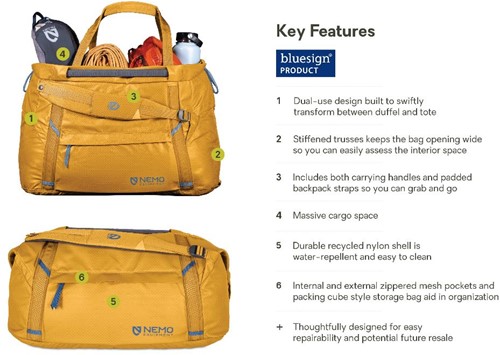 Nemo Double Haul Convertible Duffel - 55L - Chai