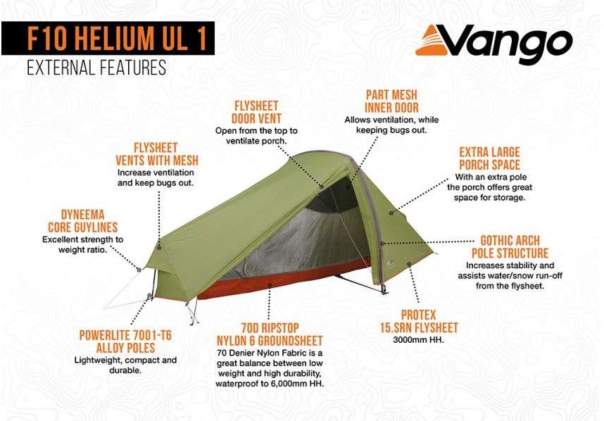 Vango F10 Helium UL 1 1 Person Tent