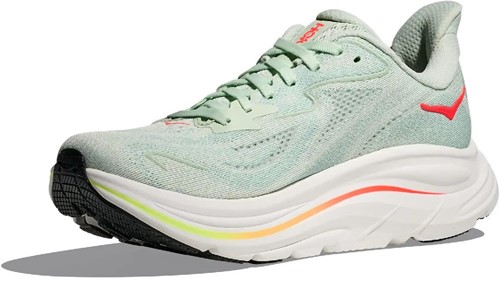 Hoka W Clifton 10 - Sea Glass/Neon Flame
