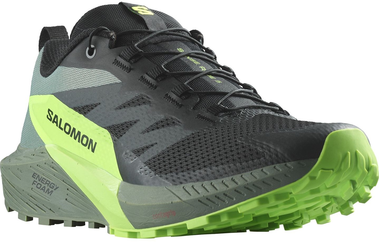 Salomon Sense Ride 5 Black Laurel Wreath Green Gecko 44 2 3