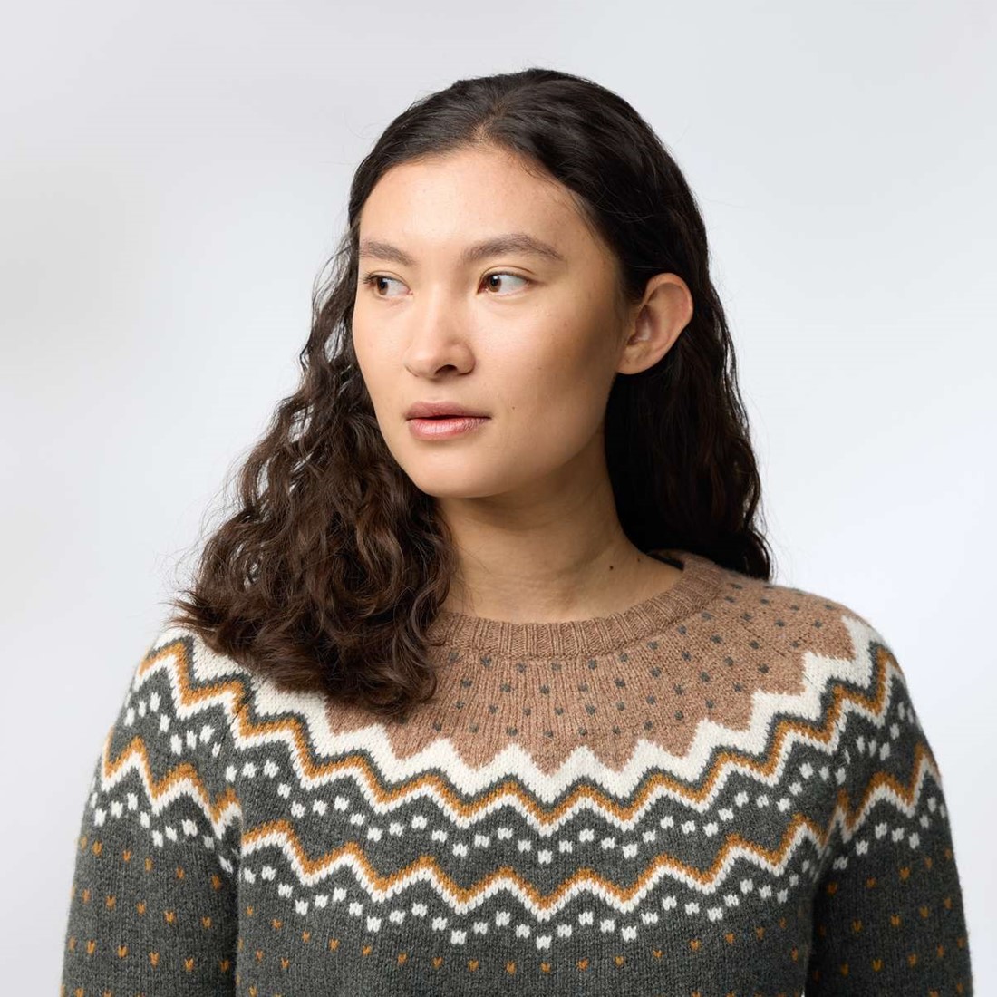 Fjallraven Ovik Knit Sweater W Buckwheat Brown Chalk White M Your specialist in outdoor wintersports fieldhockey and more