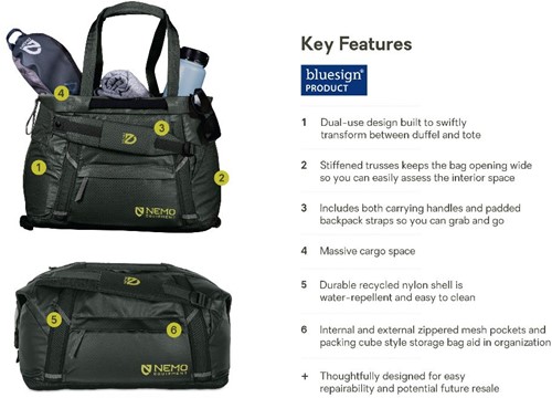 Nemo Double Haul Convertible Duffel - 30L - Black